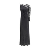 Self-Portrait Black Polyester Casual Dress